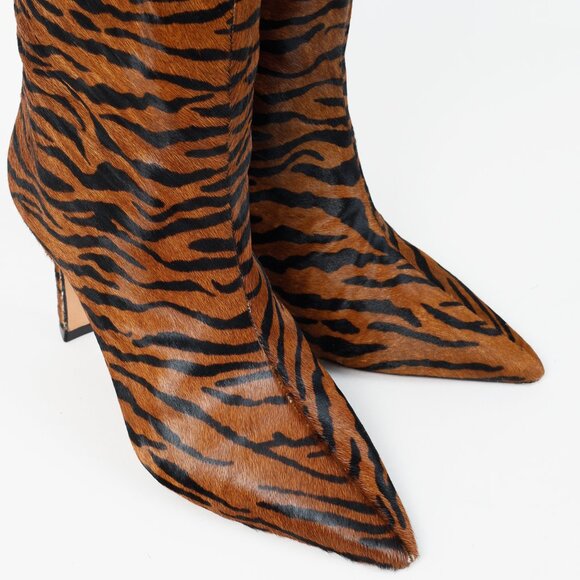 Alexandre Birman Kyra Brown Haircalf Zebra Knee-High Boots - Picture 7 of 12